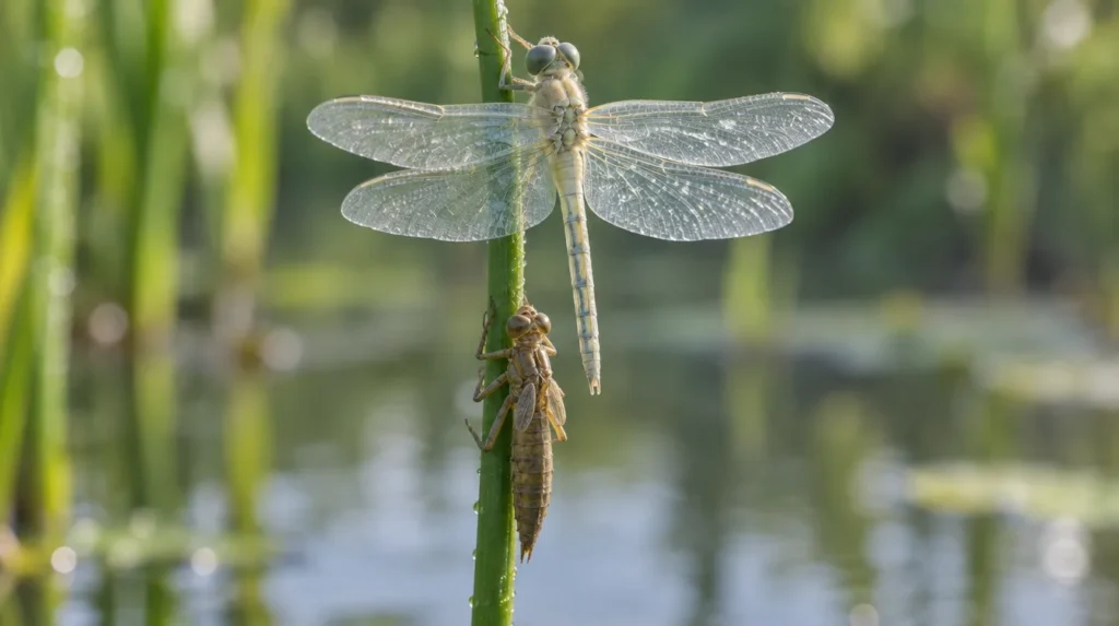 dragonfly life cycle stages egg, nymph and adult (1)