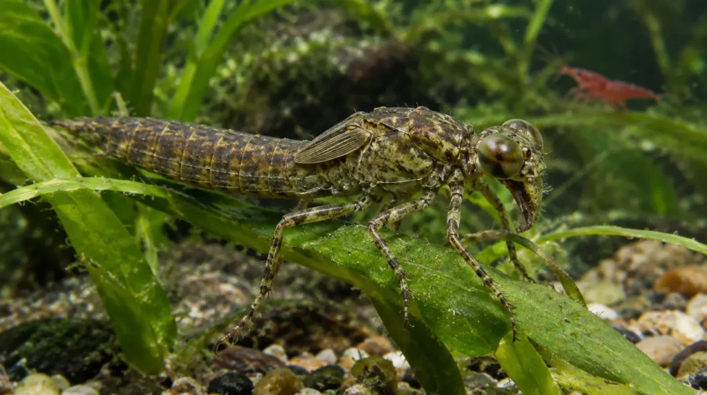 dragonfly nymph in aquarium cover